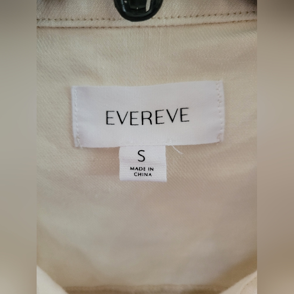 Evereve Frankie Stretch Linen Cropped Shacket Natural Cream Size Small - Picture 4 of 14